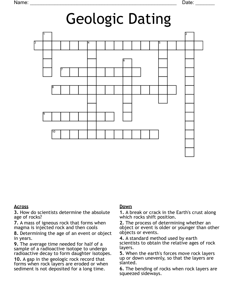 Geologic Dating Crossword