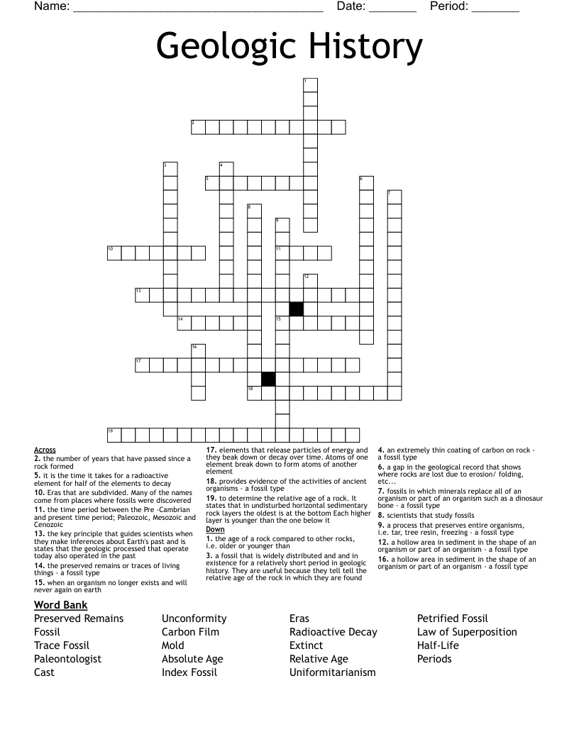 Geologic History Crossword