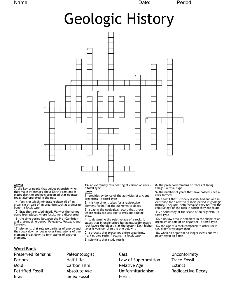 Geologic History Crossword