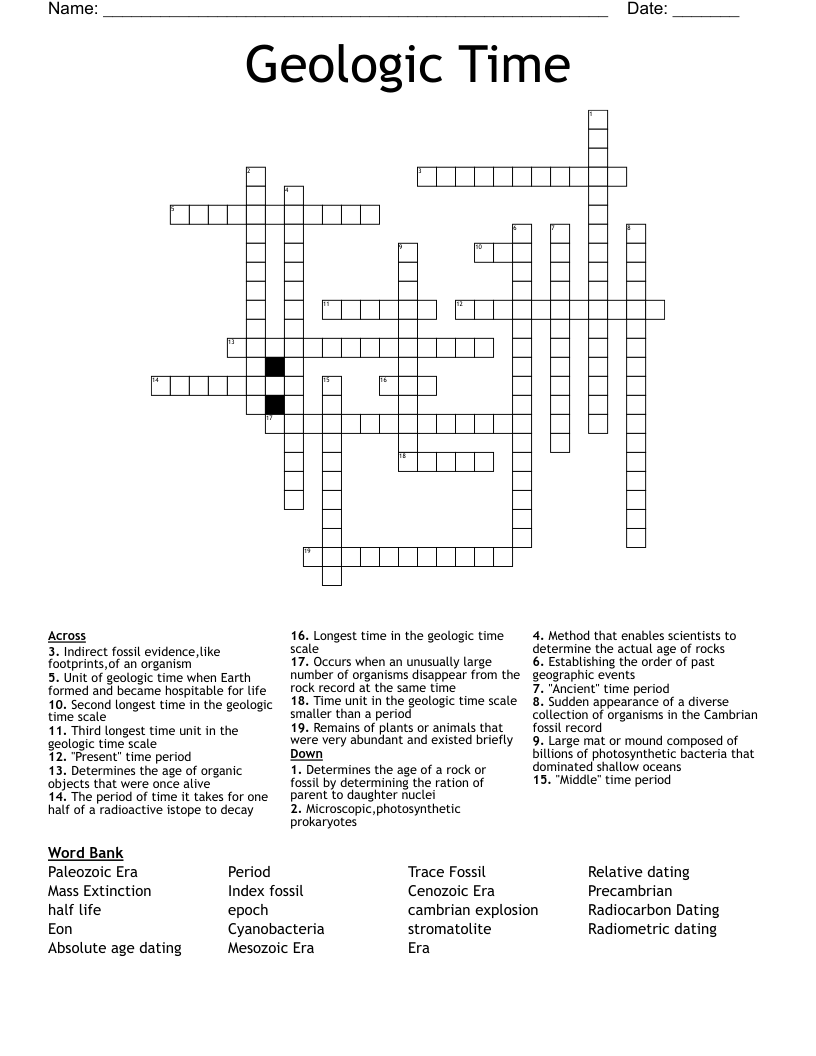 Geologic Time Crossword