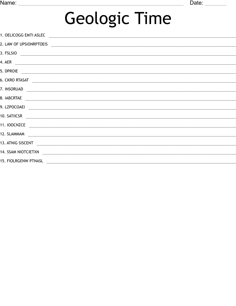 Geologic Time Word Scramble
