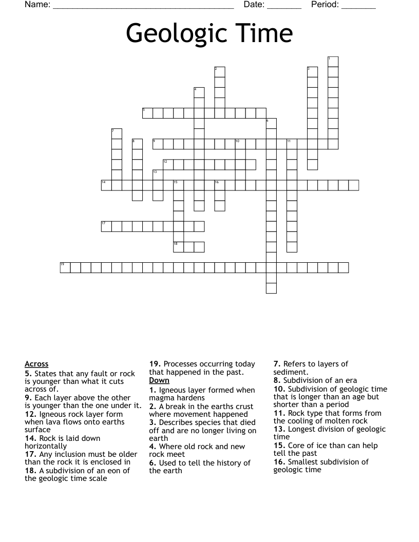 Geologic Time Crossword