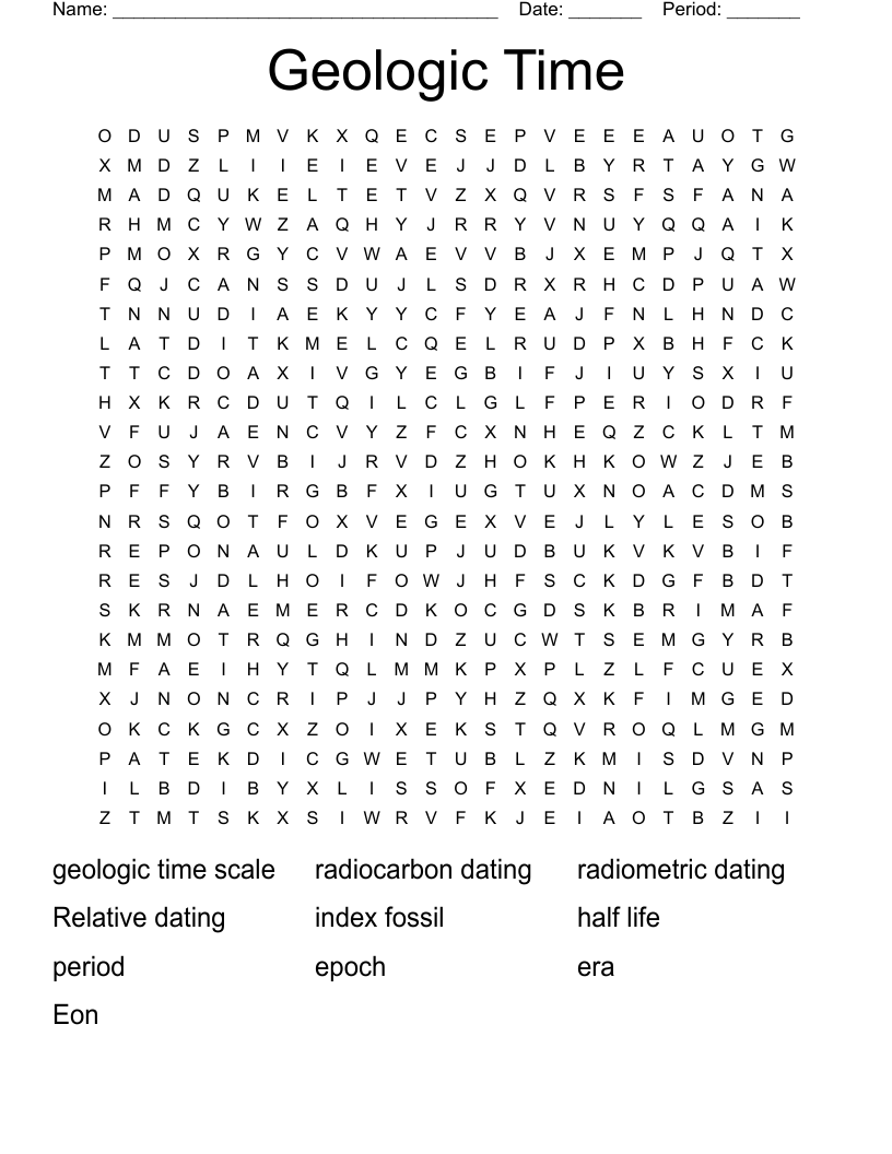 Geologic Time Word Search