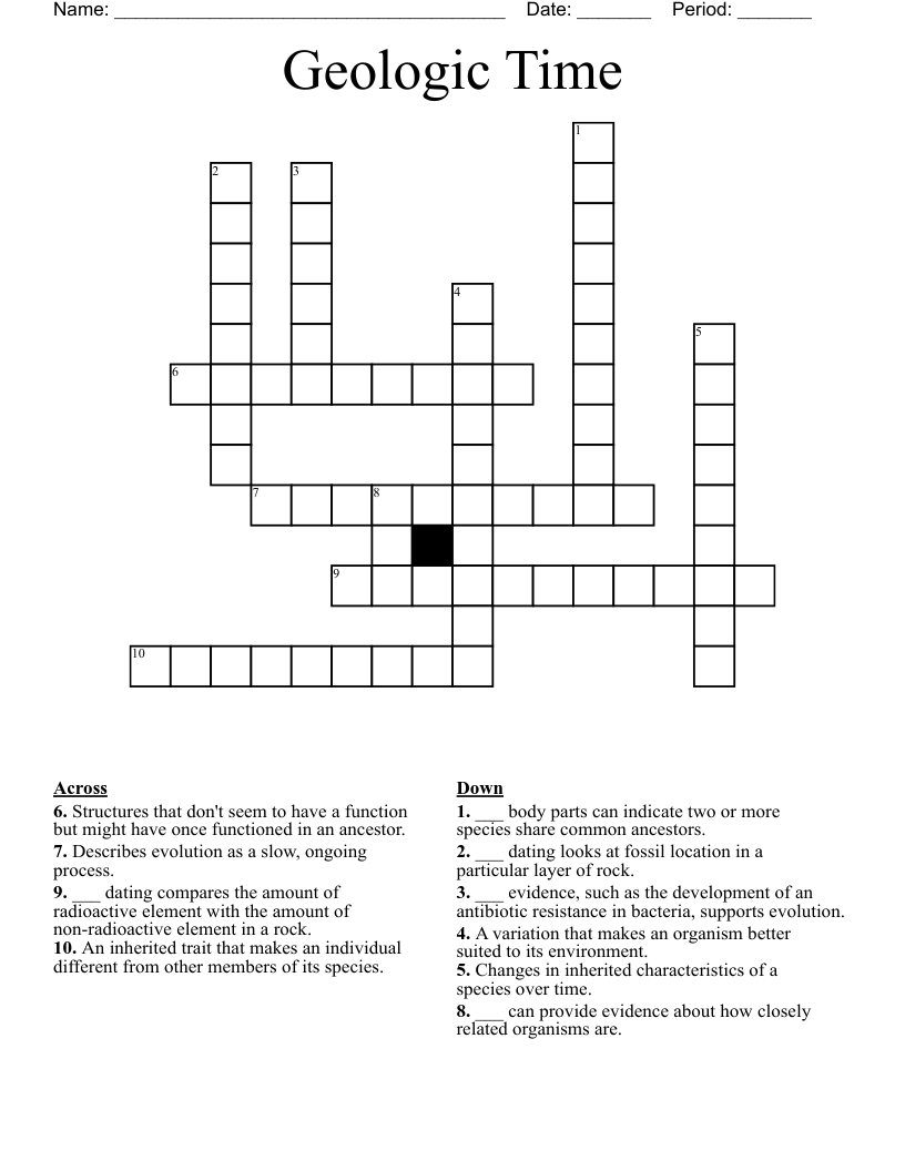 Geologic Time Crossword