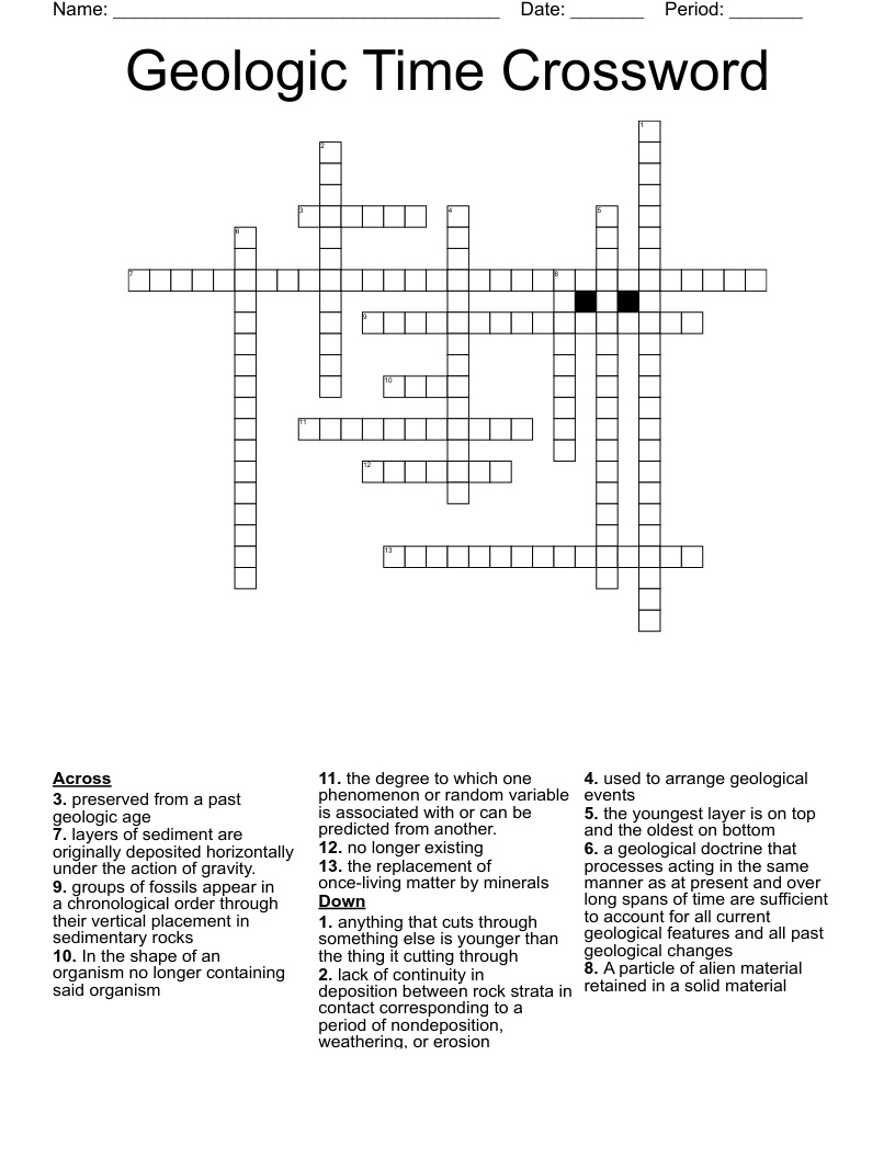 Geologic Time Crossword