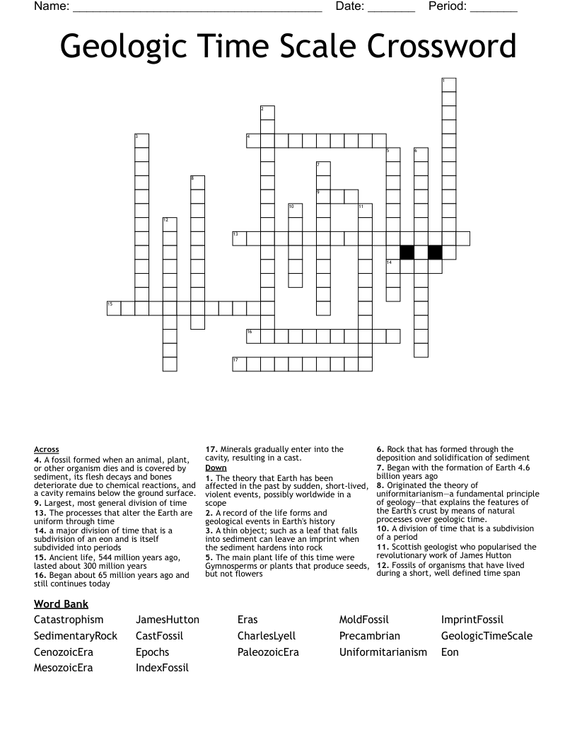 Geologic Time Scale Crossword