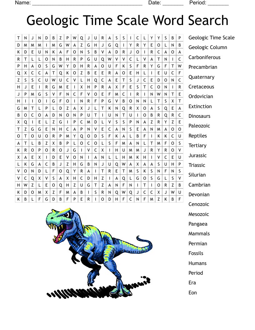 Geologic Time Scale Word Search