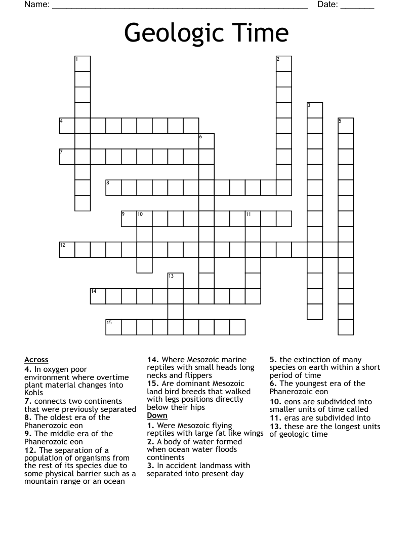 Geologic Time  Crossword