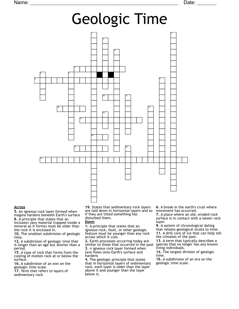 Geologic Time  Crossword