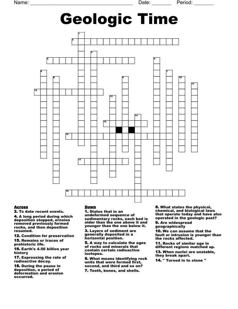 Geologic Time  Crossword