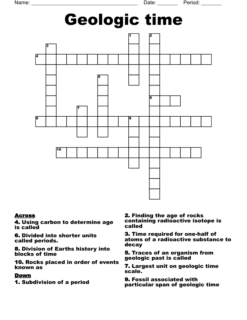 Geologic time  Crossword