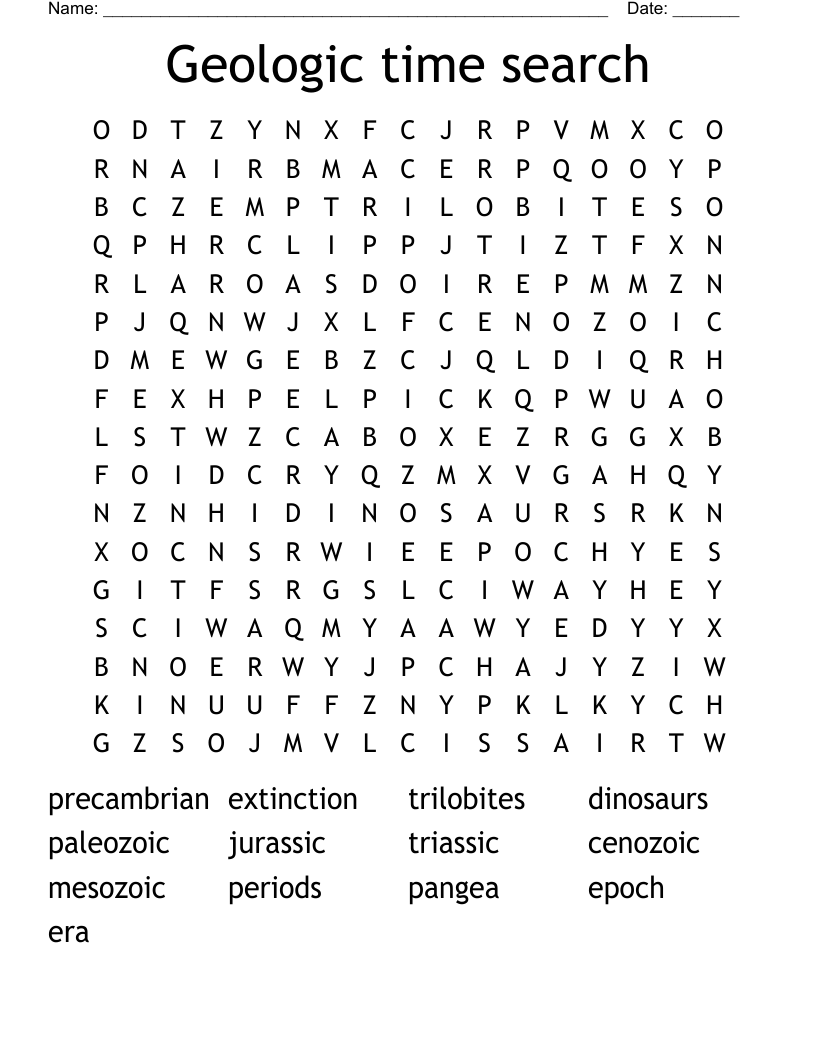 Geologic time search Word Search