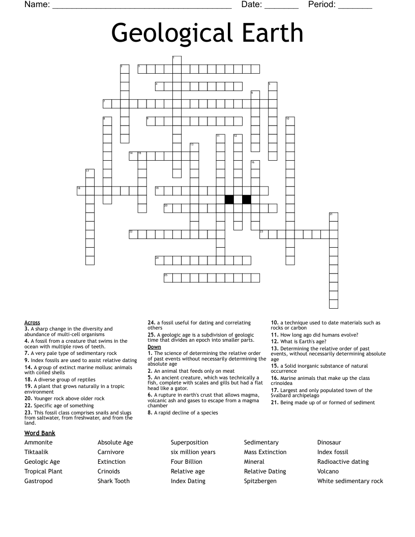 Geological Earth Crossword