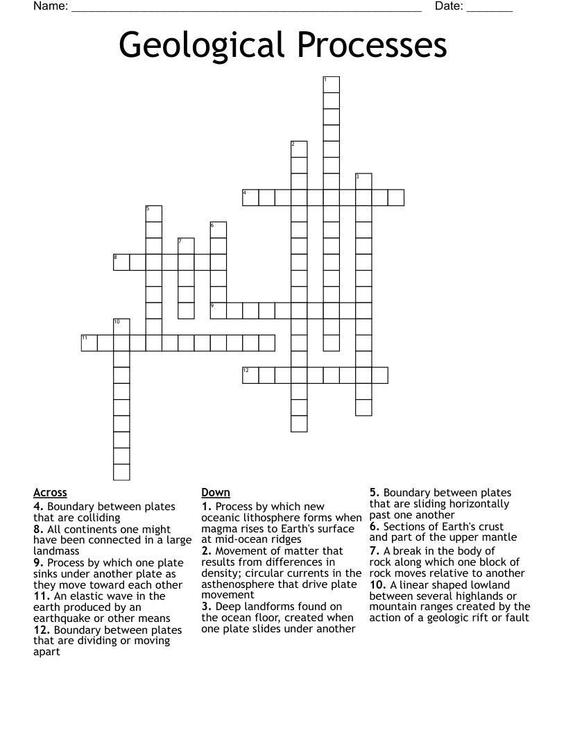 Geological Processes Crossword