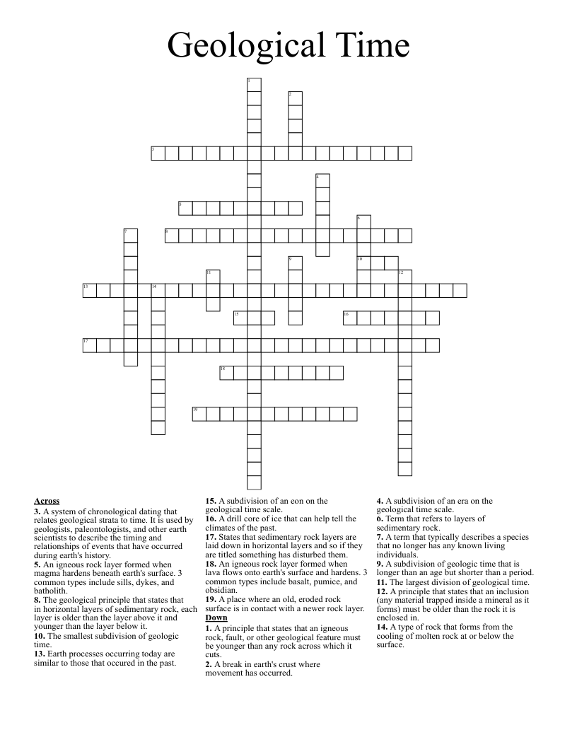 Geological Time Crossword