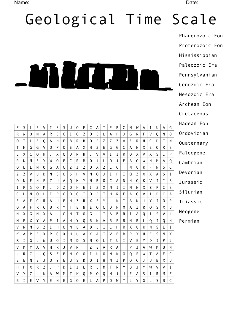 Geological Time Scale Word Search