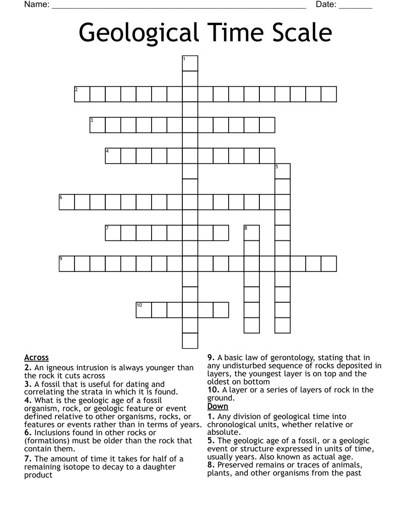 Geological Time Scale Crossword