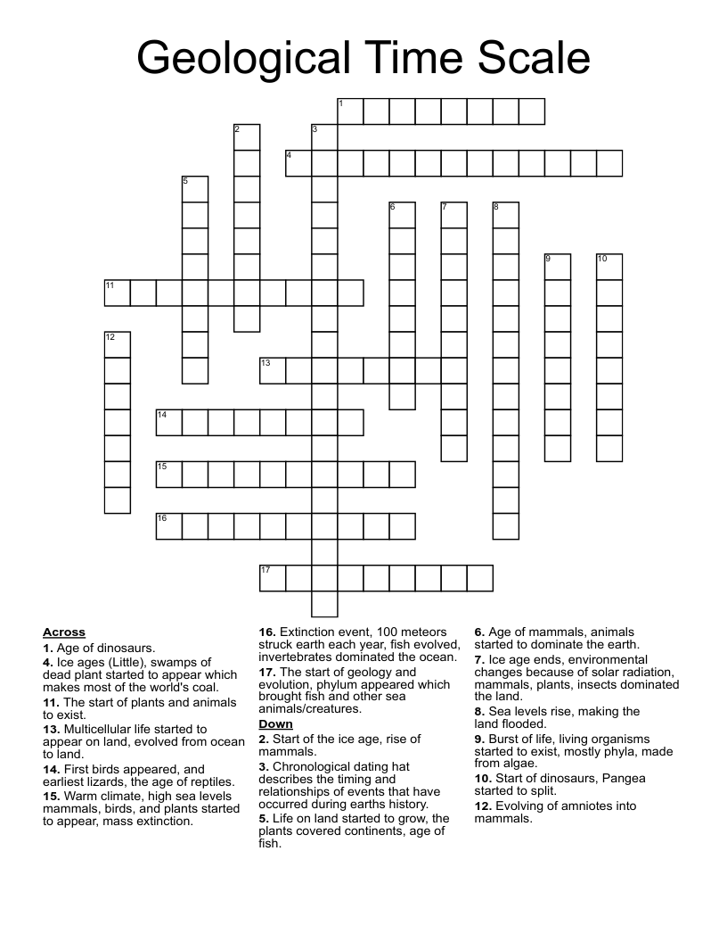 Geological Time Scale Crossword
