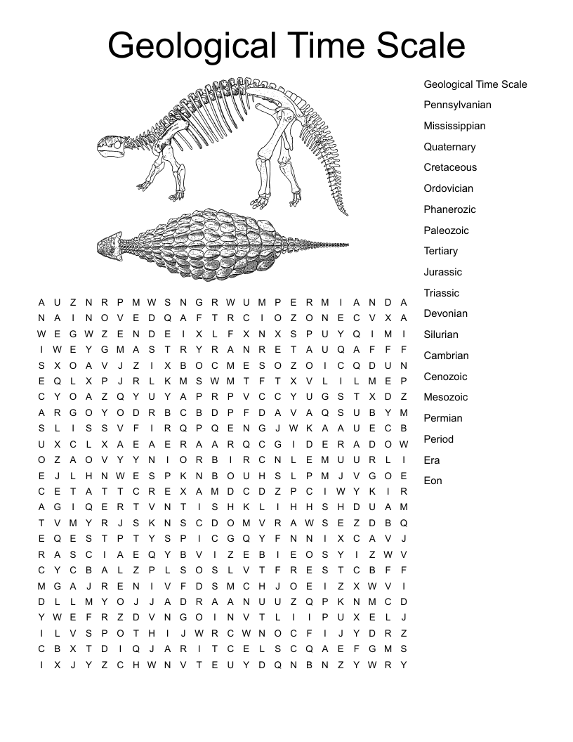 Geological Time Scale Word Search