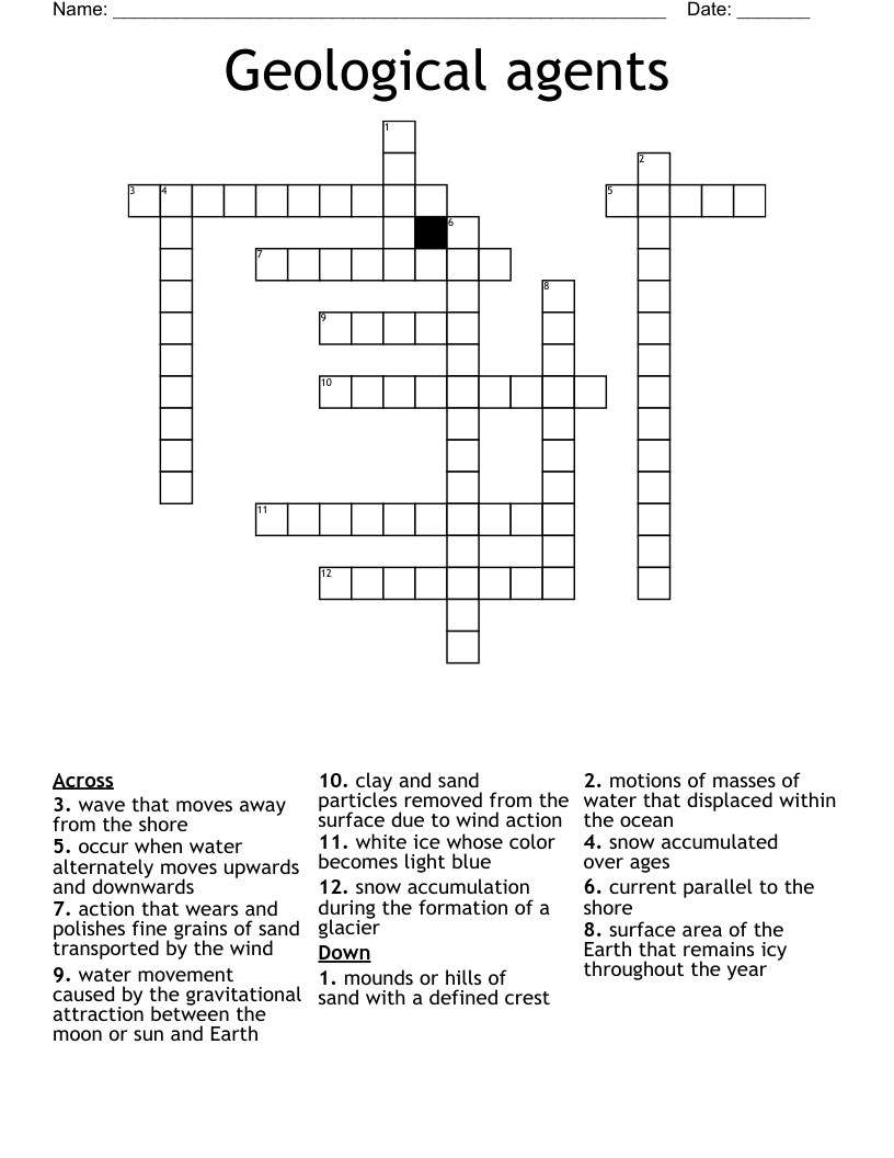 Geological agents Crossword