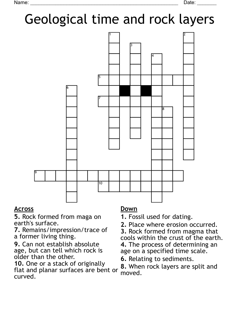 Geological time and rock layers Crossword