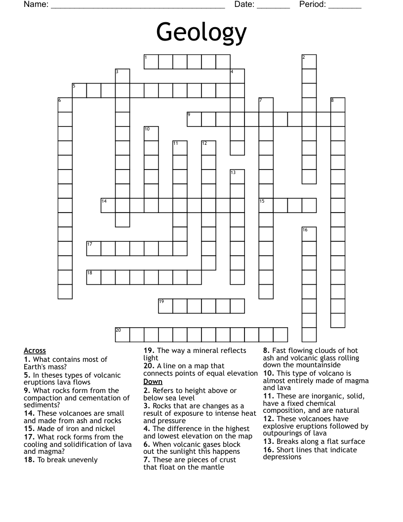 Geology Crossword