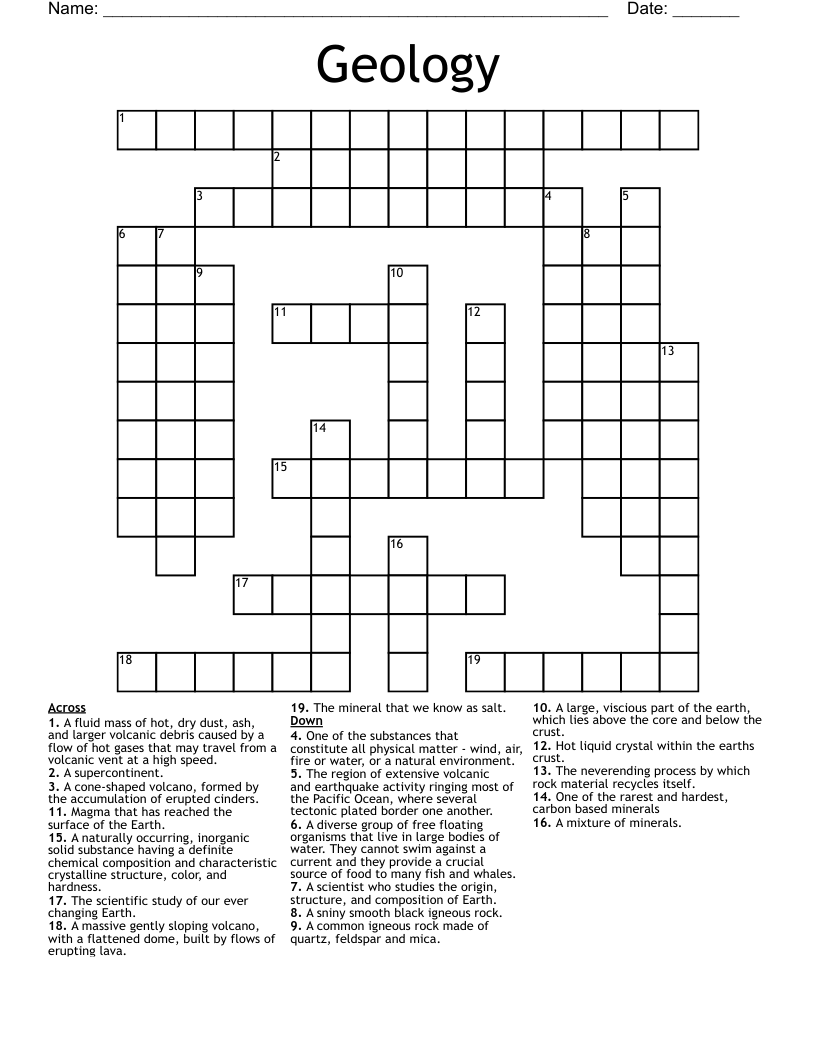 Geology Crossword