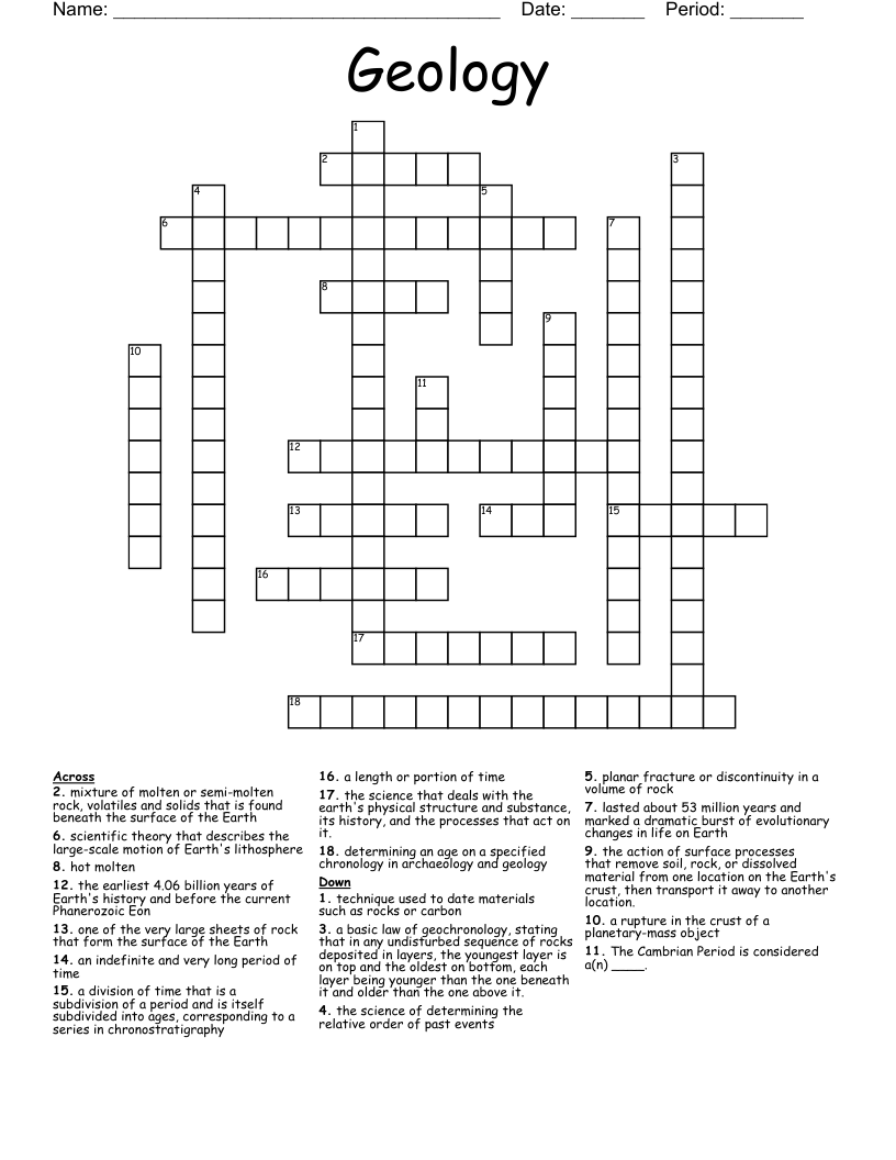 Geology Crossword