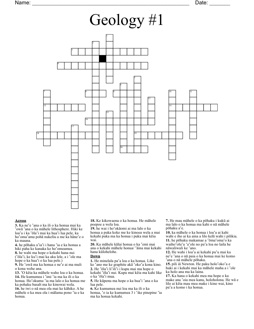 Geology #1 Crossword