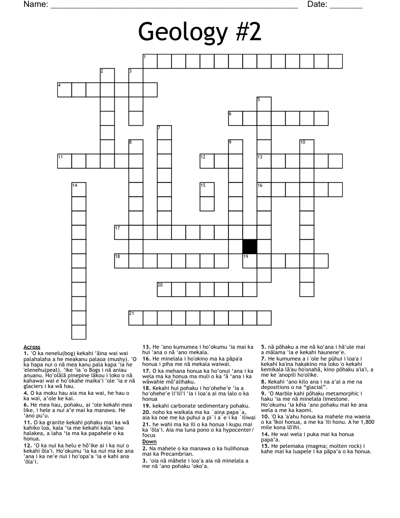 Geology #2 Crossword
