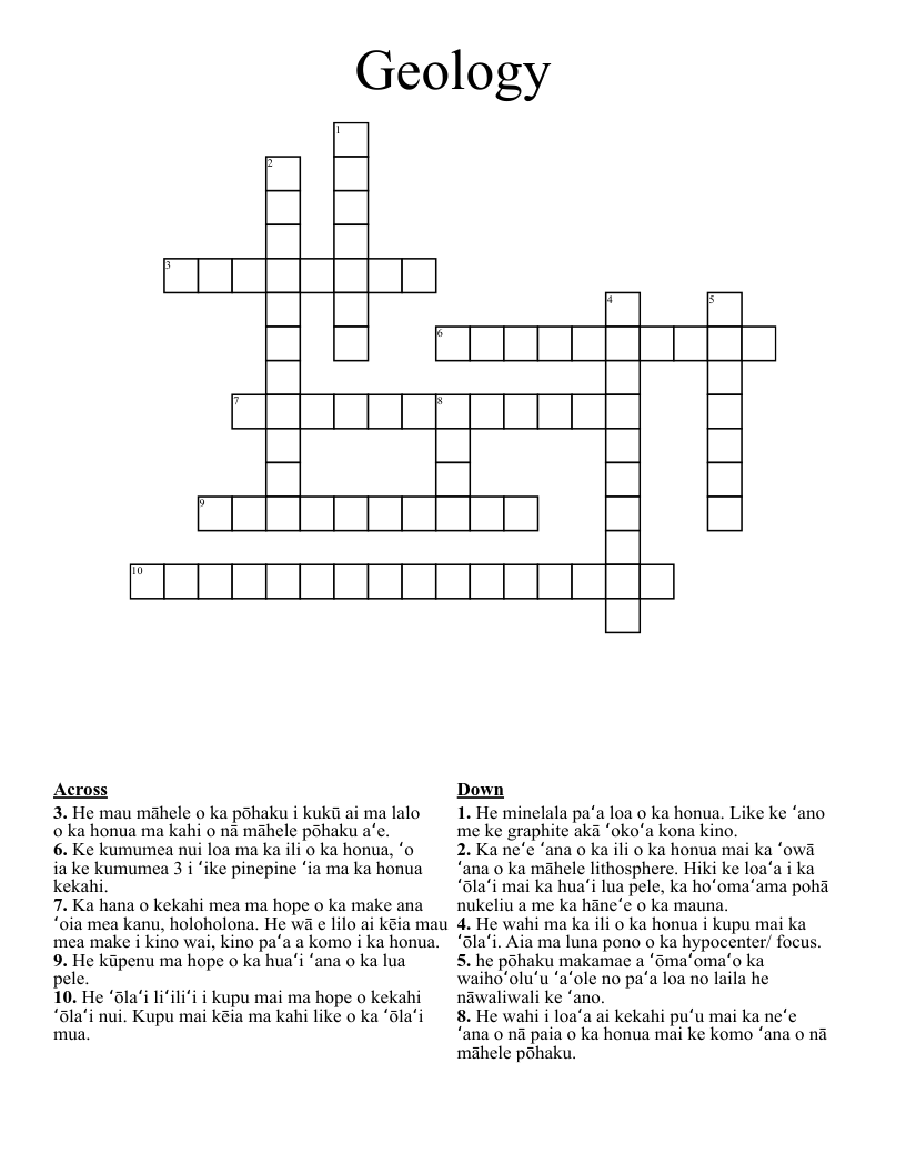 Geology Crossword