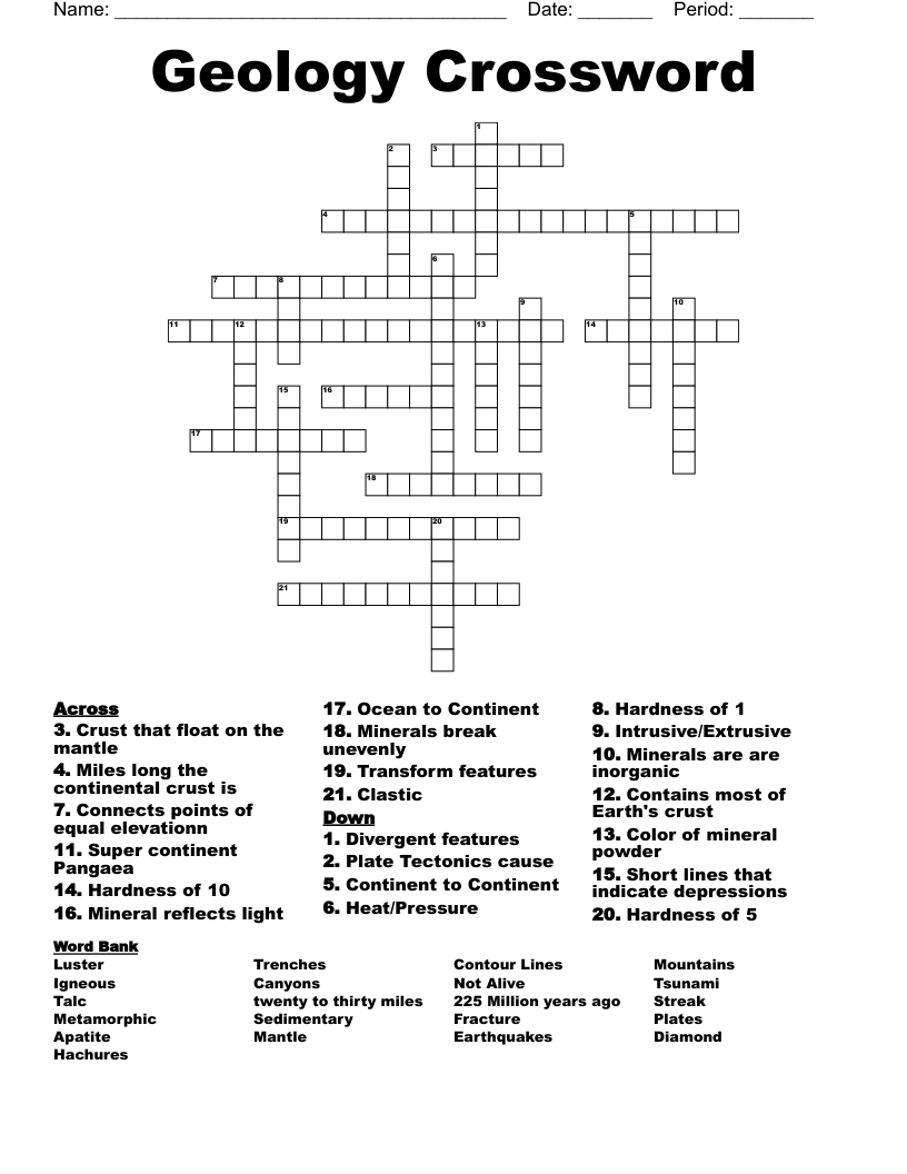 Geology Crossword