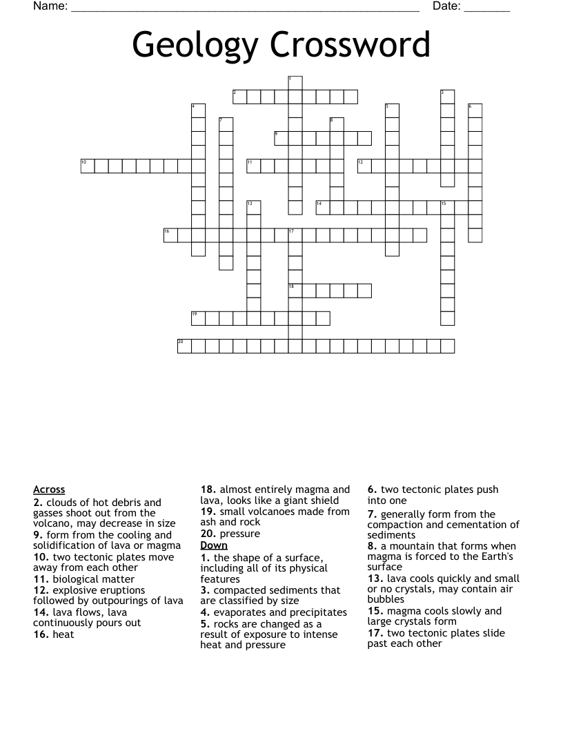 Geology Crossword
