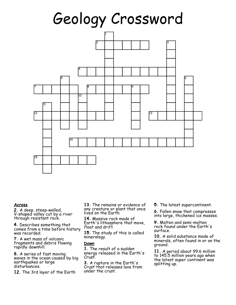 Geology Crossword