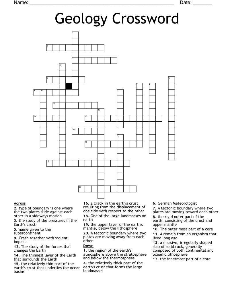 Geology Crossword