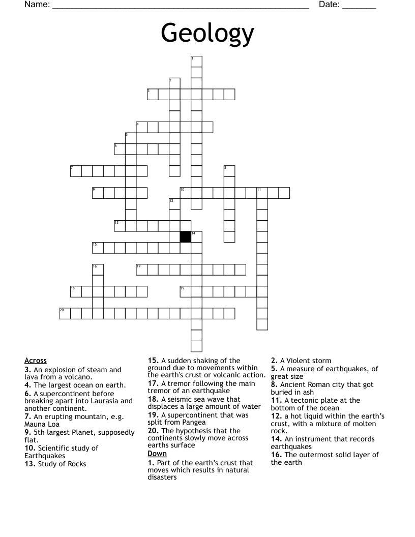 Geology  Crossword