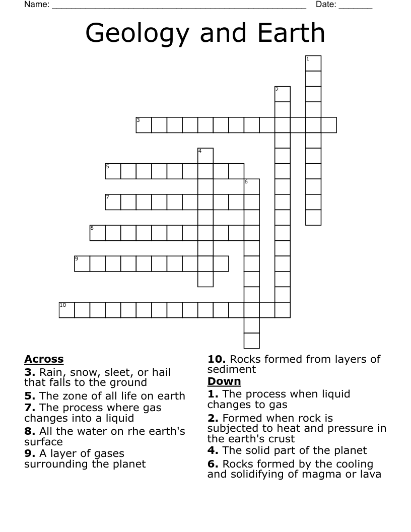 Geology and Earth Crossword