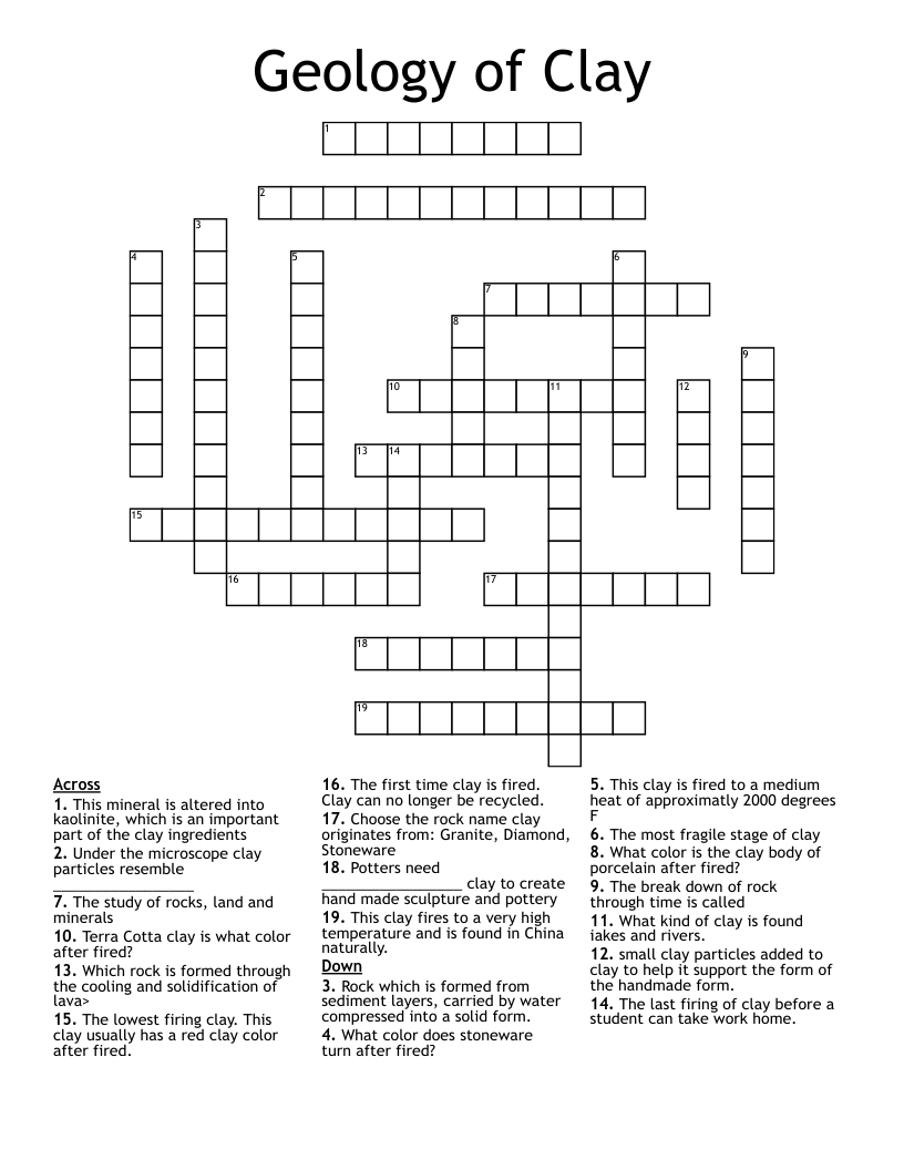 Geology of Clay Crossword