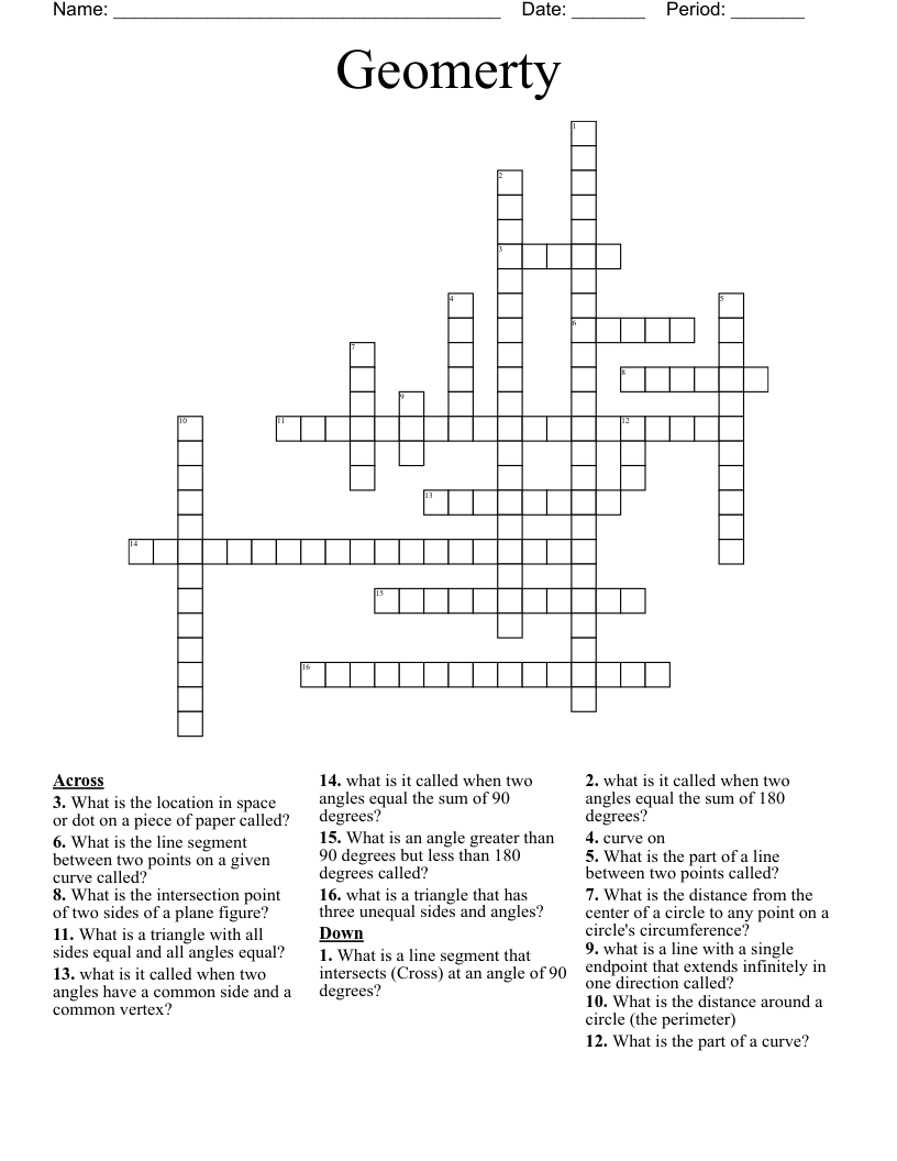 Geomerty  Crossword