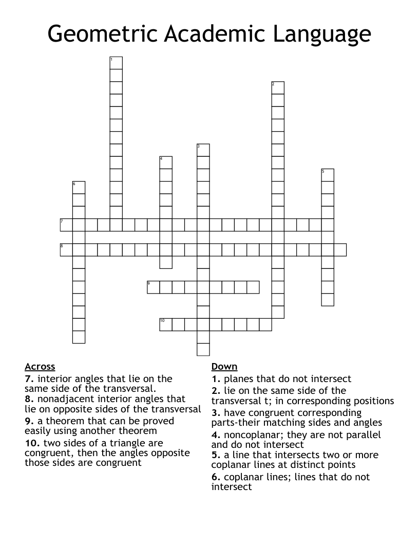 Geometric Academic Language  Crossword