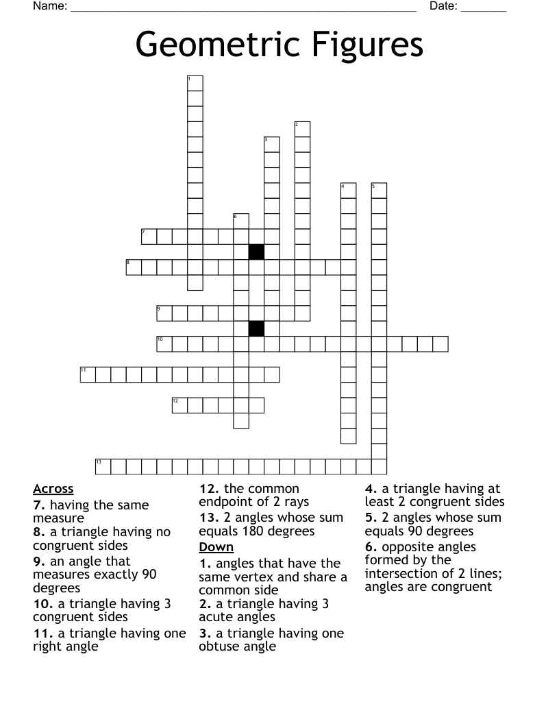 Geometric Figures Crossword