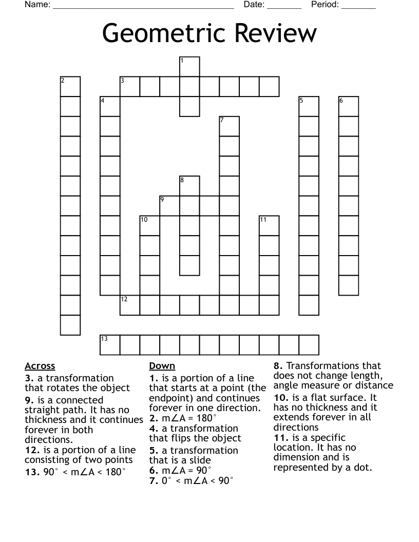 Geometric Review Crossword