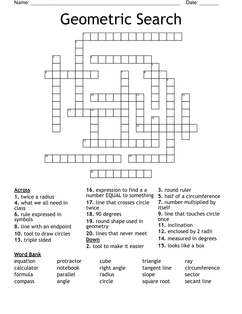 Geometric Search Crossword