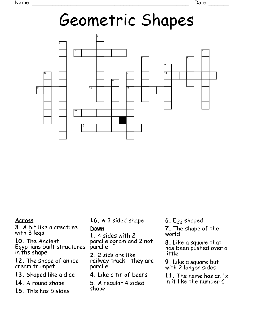 Geometric Shapes Crossword