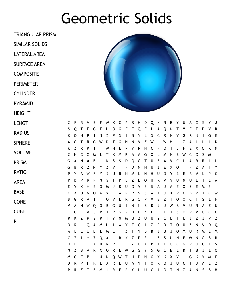 Geometric Solids Word Search