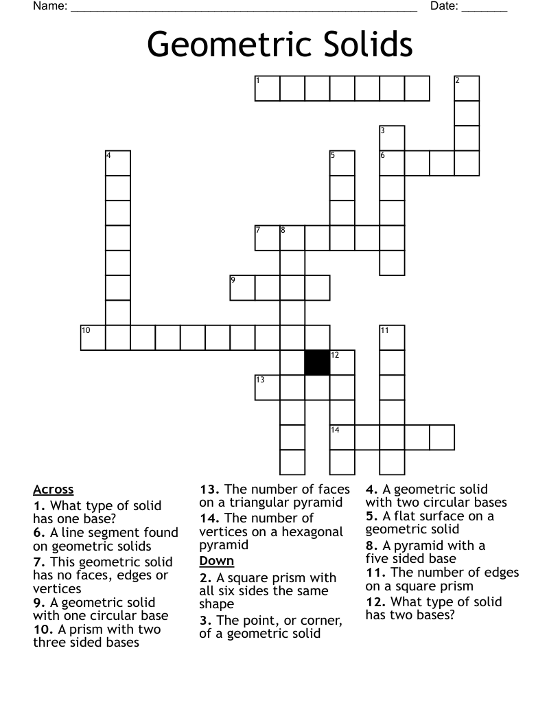 Geometric Solids Crossword