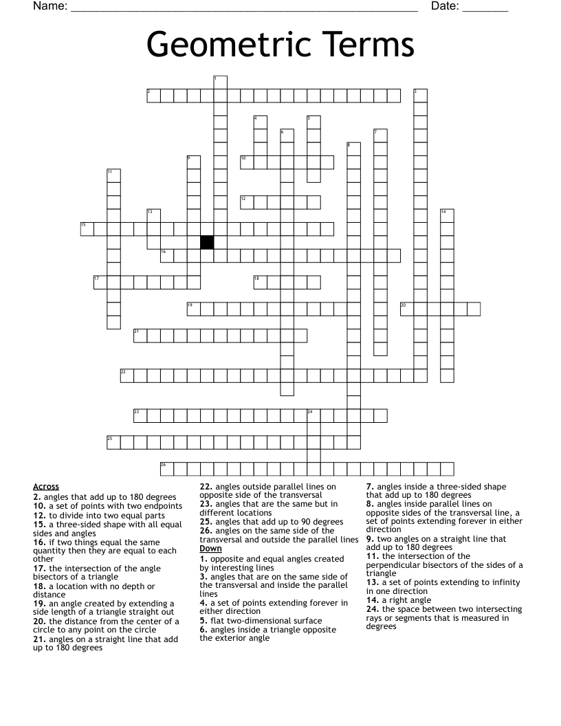 Geometric Terms Crossword