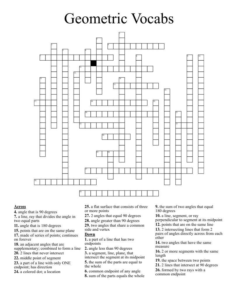 Geometric Vocabs Crossword