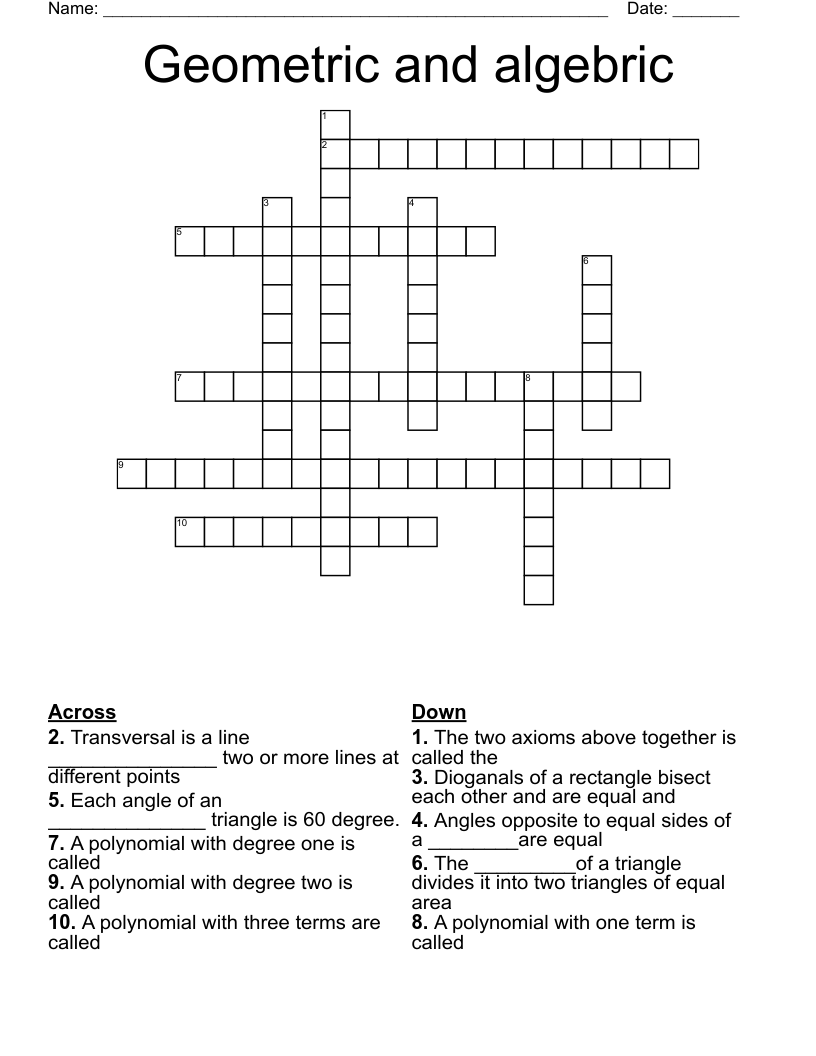 Geometric and algebric Crossword