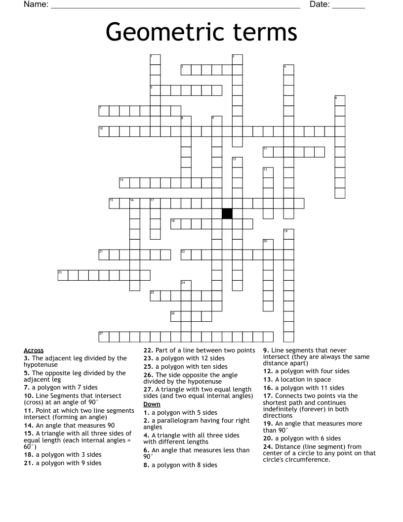 Geometric terms Crossword